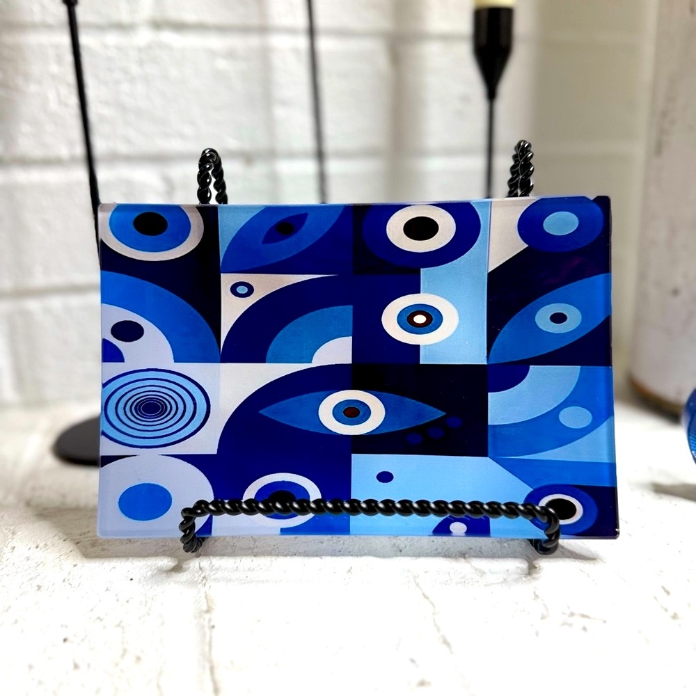 ✨HOST PICK✨Bright Blue Evil Eye Catchall Tray. Evil eye paperweight listed also.